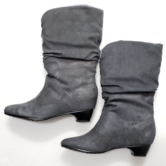 ⤵️⤵️New Gray Suede Furry Lining Winter Ankle Boots - Picture 2 of 3